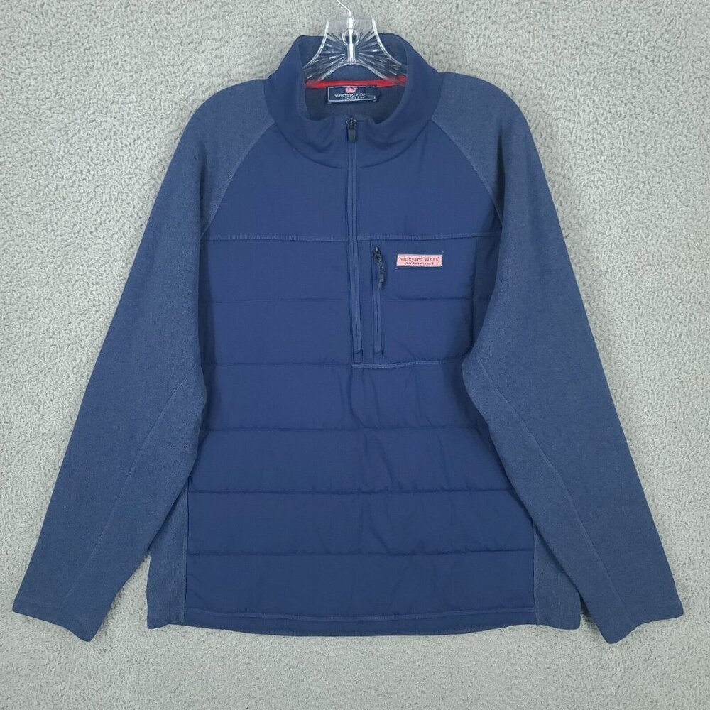 Vineyard Vines Jacket Mens Xl Blue 1/4 Zip Long Sleeve Puffer